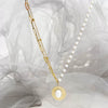 Necklace Stainless Steel Pearl White Natural Stone Straw Hat Pendant Light Luxury For Women Electroplating