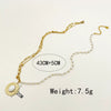 Necklace Stainless Steel Pearl White Natural Stone Straw Hat Pendant Light Luxury For Women Electroplating