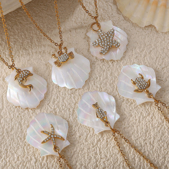 Necklace Stainless Steel Plated 18K Gold Conch Turtle Pendant Electroplating Women's Fashion Style