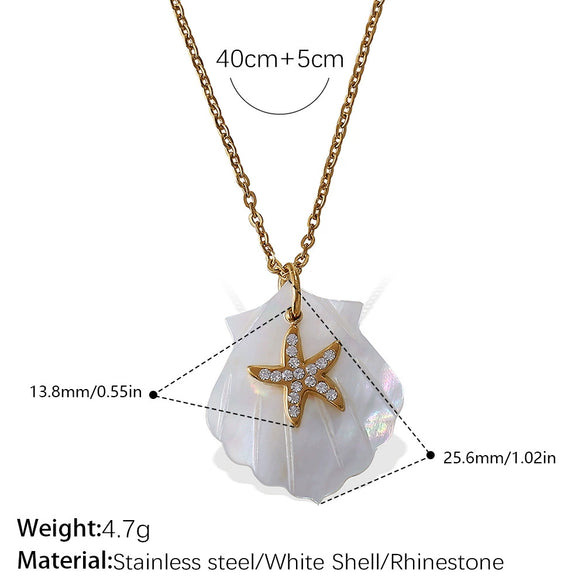 Necklace Stainless Steel Plated 18K Gold Conch Turtle Pendant Electroplating Women's Fashion Style
