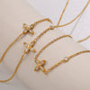 Necklace 316L Stainless Steel Plated 18K Gold Inlaid Crystal Bow Shape Jewelry For Women