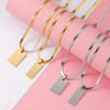 Necklace Stainless Steel Rectangular Geometric Laser Pendant Snake Chain
