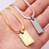 Necklace Stainless Steel Rectangular Geometric Laser Pendant Snake Chain