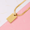 Necklace Stainless Steel Rectangular Geometric Laser Pendant Snake Chain