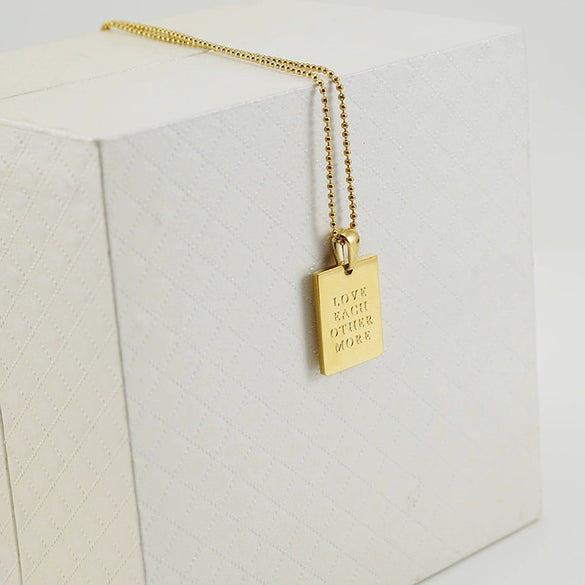 Necklace 316L Stainless Steel Rectangular Letter 316L Stainless Steel Pendant Electroplating