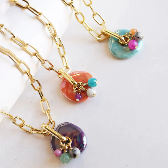 Necklace Stainless Steel Resin Geometric Electroplating Casual Minimalist Women's