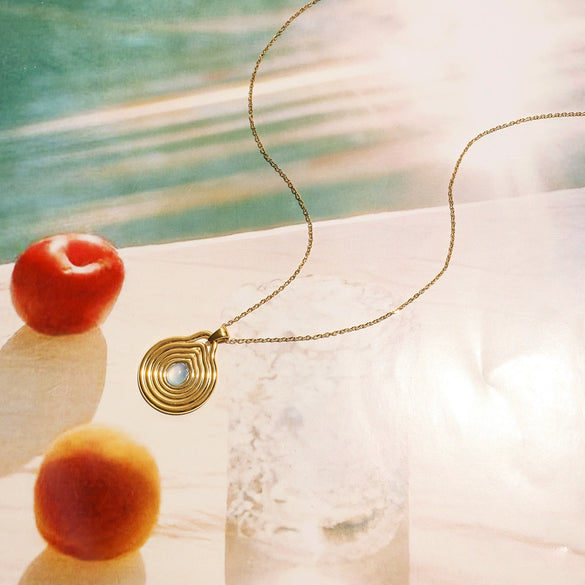 Necklace Stainless Steel Resin Rib Pendant Electroplating
