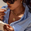 Necklace Stainless Steel Resin Rib Pendant Electroplating