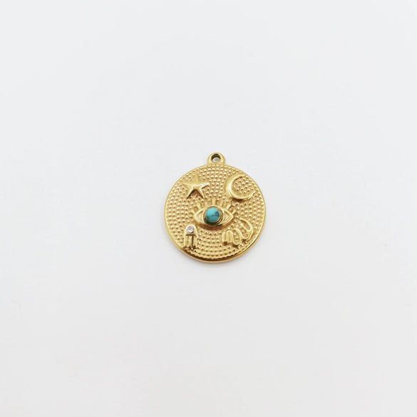 Necklace Stainless Steel Retro Geometric Electroplating Oil Drop Pendant Snake Bone Chain