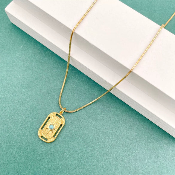 Necklace Stainless Steel Retro Geometric Electroplating Oil Drop Pendant Snake Bone Chain