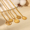 Necklace Stainless Steel Retro Portrait Three Dimensional Relief Coin Style With Heart And Flower Patterns Electroplated
