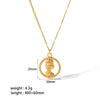 Necklace Stainless Steel Retro Portrait Three Dimensional Relief Coin Style With Heart And Flower Patterns Electroplated