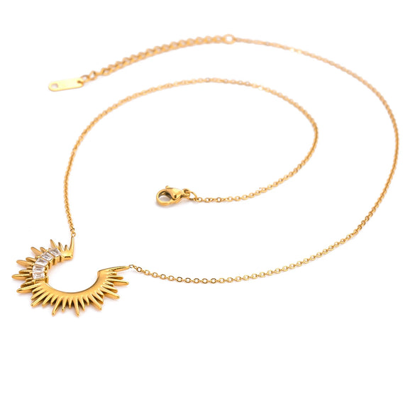 Necklace Stainless Steel Semicircle Sunflower Geometric Electroplating Jewelry For Women