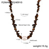 Necklace Stainless Steel Shell Bead Tiger Eye Geometric Light Luxury Electroplating Women's