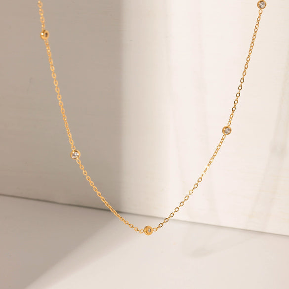 Necklace Stainless Steel 225 Silver Geometric Diamond Style