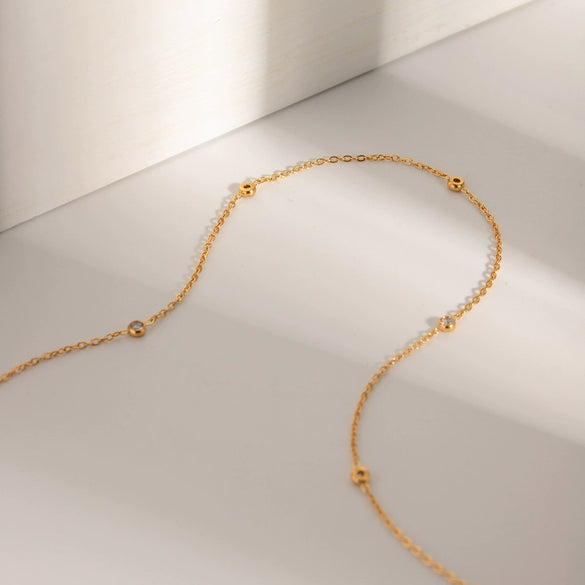 Necklace Stainless Steel 225 Silver Geometric Diamond Style