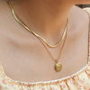 Necklace Stainless Steel Snake Bone Chain Hiphop Double Chain Ushape Electroplated Devil's Eye Pendant Unisex