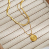 Necklace Stainless Steel Snake Bone Chain Hiphop Double Chain Ushape Electroplated Devil's Eye Pendant Unisex
