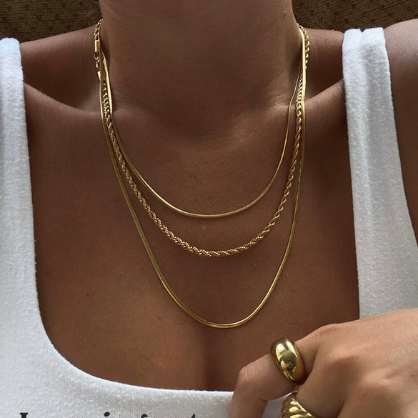 Necklace Stainless Steel Snake Bone Chain Ushape Electroplated