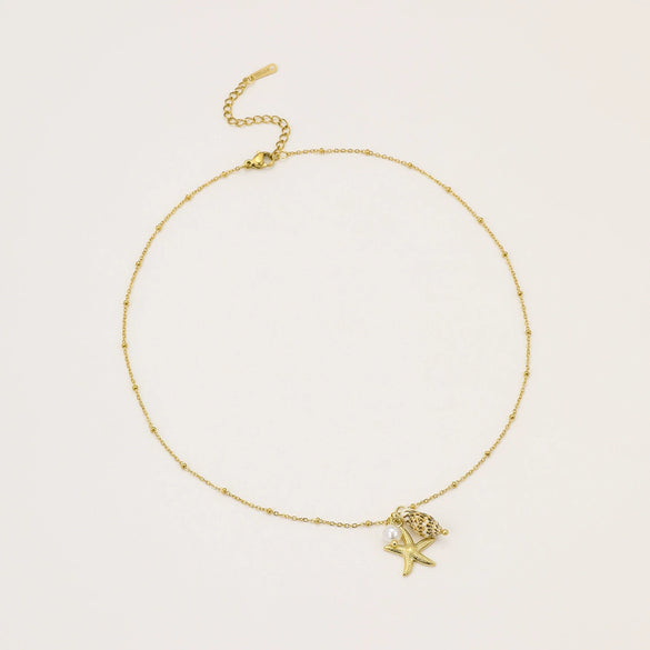 Necklace Stainless Steel Starfish And Conch Geometric Electroplating Ocean Style Fashion Women's