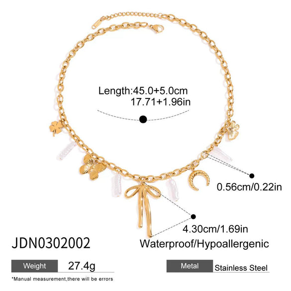 Necklace Stainless Steel Titanium Steel Bow Pattern Electroplating Original Design Minimalist Women's