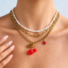 Necklace Stainless Steel Titanium Steel Cherry Strawberry Acrylic Light Luxury Niche Electroplating Women