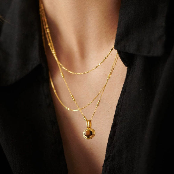 Necklace Stainless Steel Titanium Steel Copper Geometric Light Luxury Style Electroplating Bead Chain