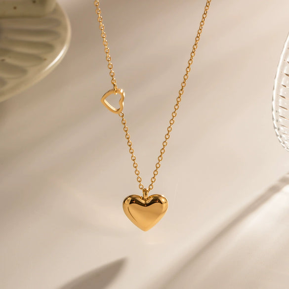 Necklace Stainless Steel Titanium Steel Double Heart Geometric Electroplated Women