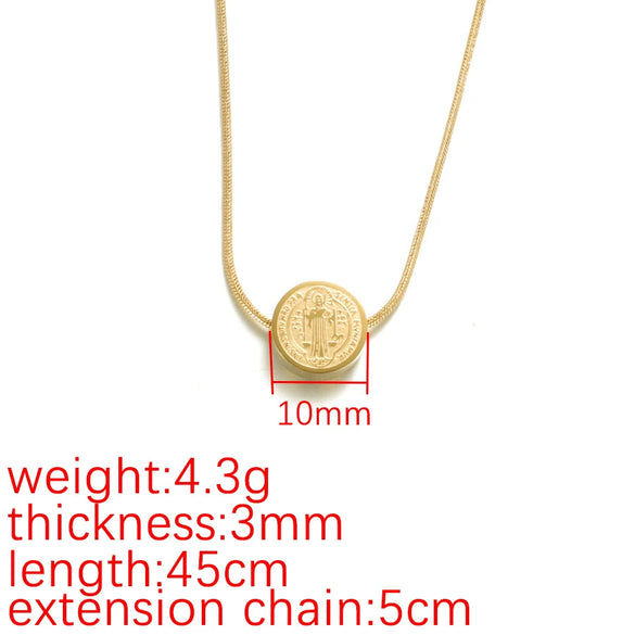 Necklace Stainless Steel Titanium Steel Doublesided Round Bead Vintage Snake Bone Chain Electroplating Style