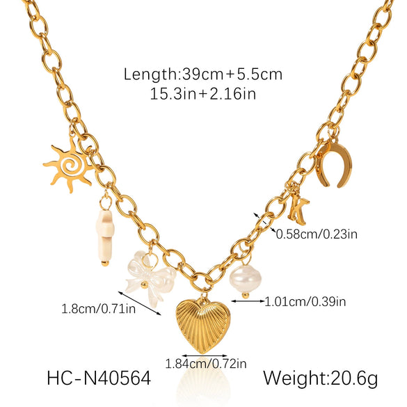 Necklace Stainless Steel Titanium Steel Fruit Geometric Animal Zodiac Electroplating Diy Pendant