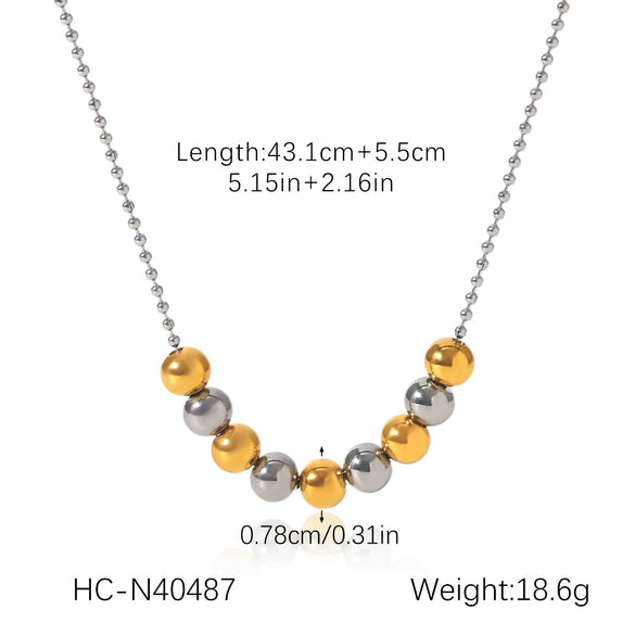 Necklace Stainless Steel Titanium Steel Geometric Ball Chain Electroplating