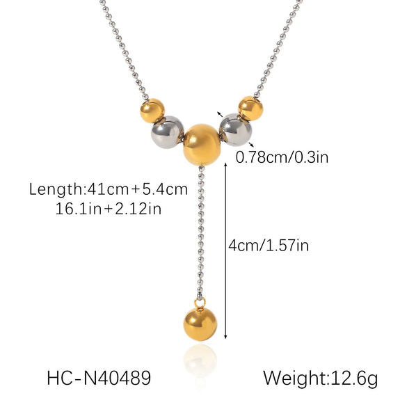 Necklace Stainless Steel Titanium Steel Geometric Ball Chain Electroplating