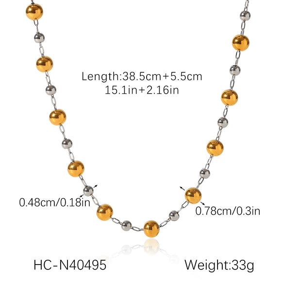 Necklace Stainless Steel Titanium Steel Geometric Ball Chain Electroplating