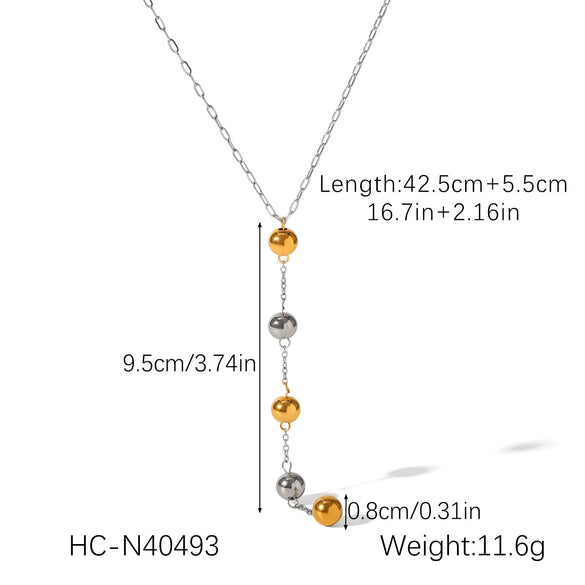 Necklace Stainless Steel Titanium Steel Geometric Ball Chain Electroplating