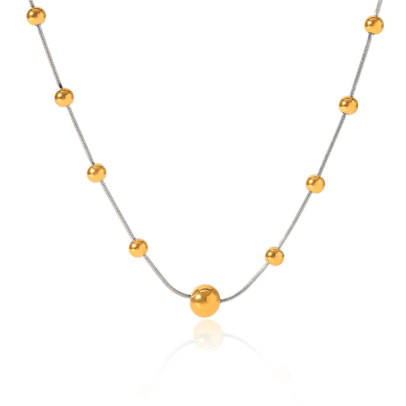 Necklace Stainless Steel Titanium Steel Geometric Bead Pendant Electroplating Snake Bone Chain Women's