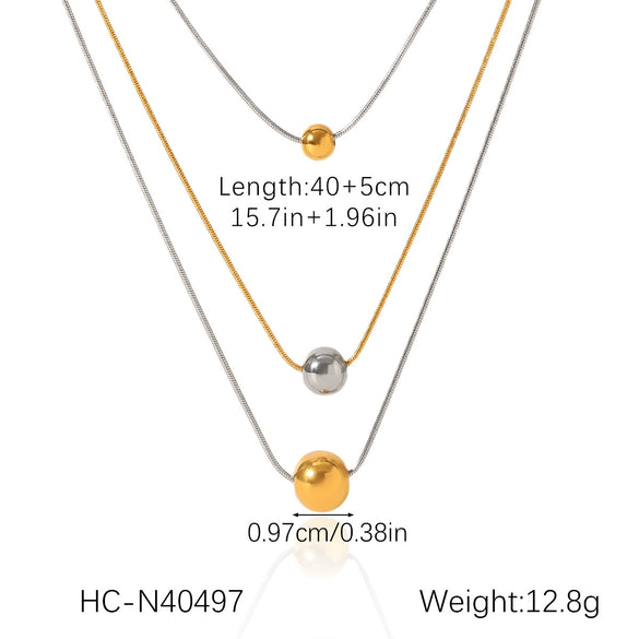 Necklace Stainless Steel Titanium Steel Geometric Bead Pendant Electroplating Snake Bone Chain Women's