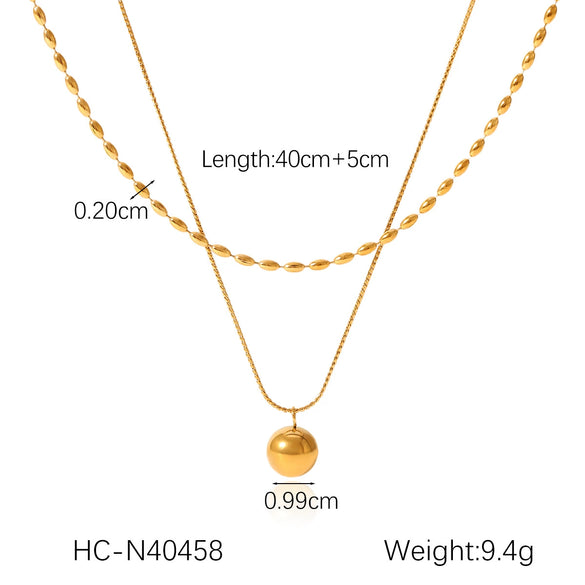 Necklace Stainless Steel Titanium Steel Geometric Bead Pendant Electroplating Snake Bone Chain Women's