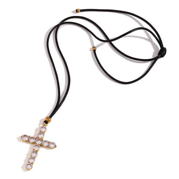 Necklace Stainless Steel Titanium Steel Geometric Cross Electroplated Rope Chain Pendant