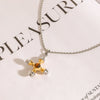 Necklace Stainless Steel Titanium Steel Geometric Cross Electroplating Tiger Eye Stone Gold And Silver Color Matching Women's