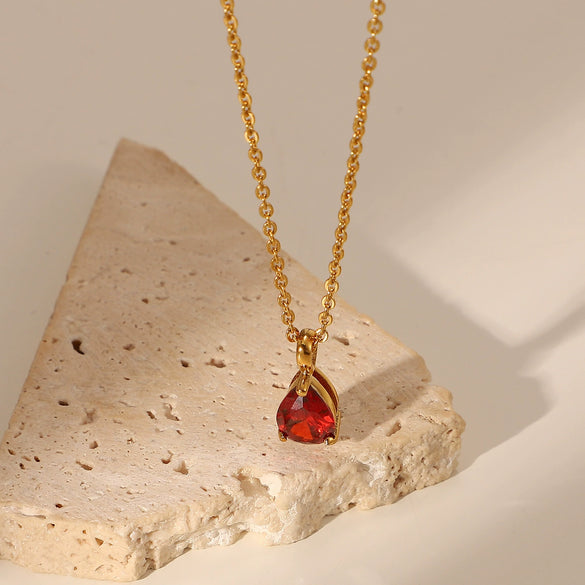 Necklace Stainless Steel Titanium Steel Geometric Dropshaped Gold Plated Pendant