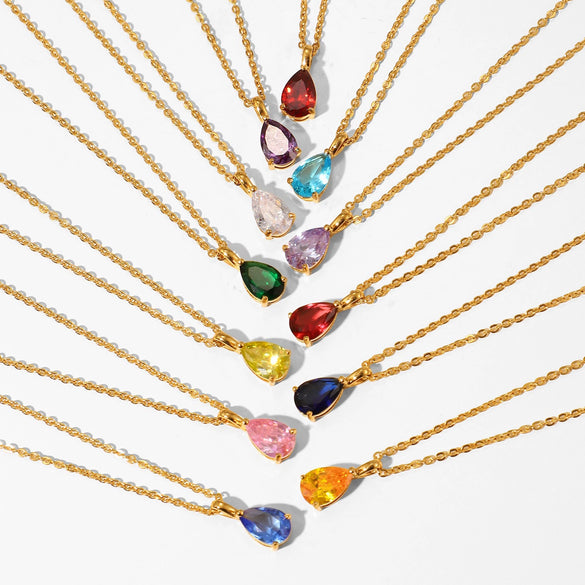 Necklace Stainless Steel Titanium Steel Geometric Dropshaped Gold Plated Pendant