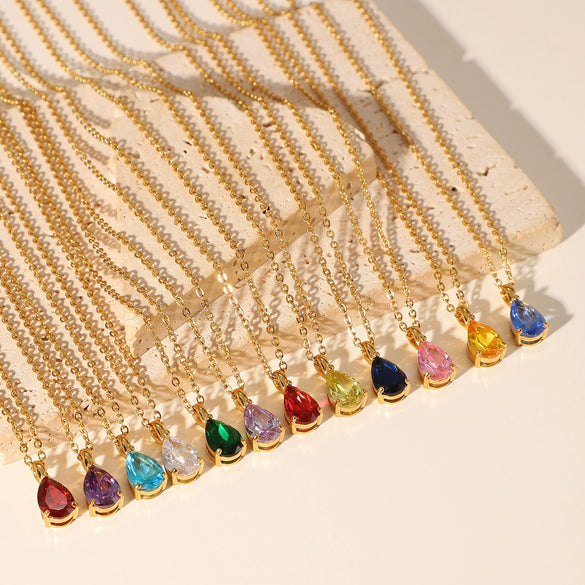 Necklace Stainless Steel Titanium Steel Geometric Dropshaped Gold Plated Pendant