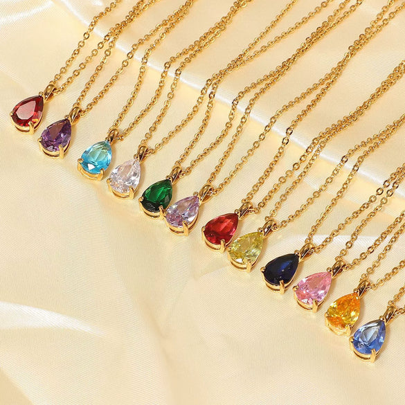 Necklace Stainless Steel Titanium Steel Geometric Dropshaped Gold Plated Pendant