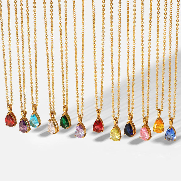 Necklace Stainless Steel Titanium Steel Geometric Dropshaped Gold Plated Pendant