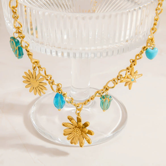 Necklace Stainless Steel Titanium Steel Geometric Electroplating Jewelry Double Layer Overlapping Collarbone Chain For Women