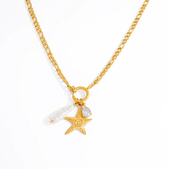 Necklace Stainless Steel Titanium Steel Geometric Electroplating Jewelry Double Layer Overlapping Collarbone Chain For Women