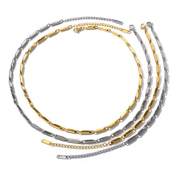 Necklace Stainless Steel Titanium Steel Geometric Electroplating Oblique Angle Melon Seed Chain Clavicle Chain Jewelry
