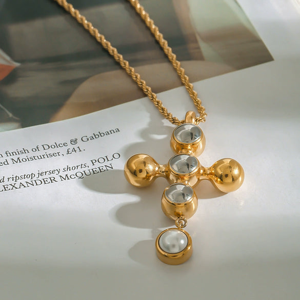 Necklace Stainless Steel Titanium Steel Geometric Electroplating Women's Cross Pendant Snake Bone Chain