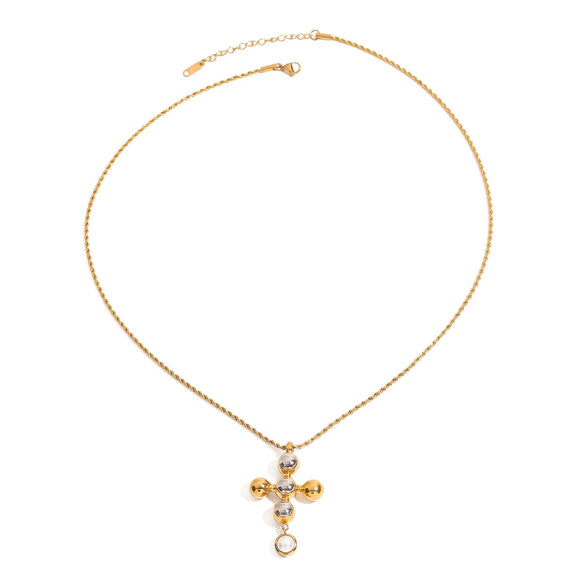 Necklace Stainless Steel Titanium Steel Geometric Electroplating Women's Cross Pendant Snake Bone Chain