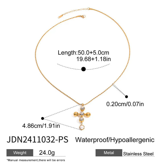 Necklace Stainless Steel Titanium Steel Geometric Electroplating Women's Cross Pendant Snake Bone Chain